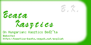 beata kasztics business card